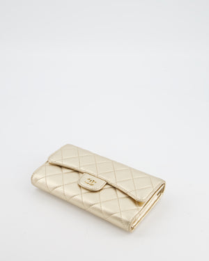 Chanel Metallic Champagne Gold Lambskin Leather Wallet with Champagne Gold Hardware