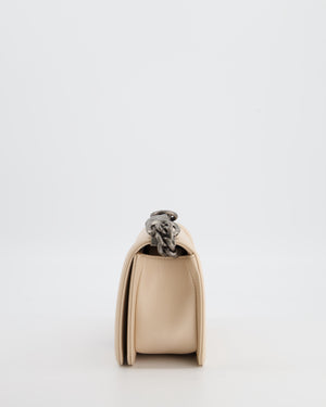 Chanel Nude Small Chevron Boy Bag in Caviar Leather with Ruthenium Hardware