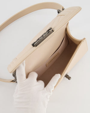 Chanel Nude Small Chevron Boy Bag in Caviar Leather with Ruthenium Hardware