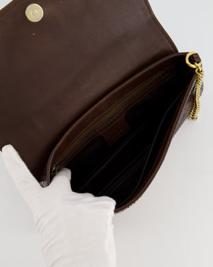 Gucci Brown Vintage Metallic Python Shoulder Bag with Gold Hardware and GG Logo