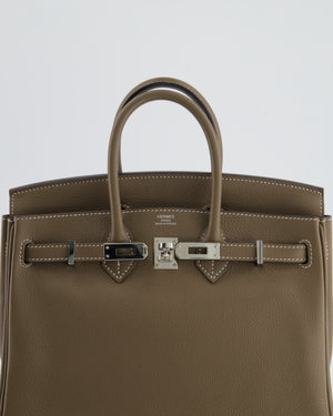 Hermès Birkin 25 Retourne Bag in Etoupe Evergrain Leather with Palladium Hardware