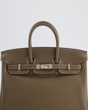 Hermès Birkin 25 Retourne Bag in Etoupe Evergrain Leather with Palladium Hardware