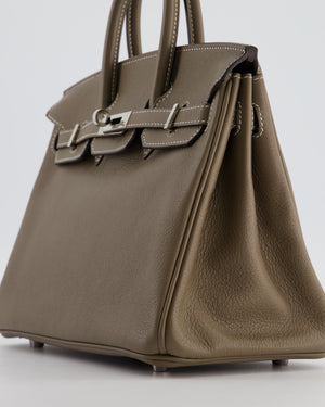 Hermès Birkin 25 Retourne Bag in Etoupe Evergrain Leather with Palladium Hardware