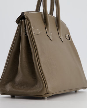 Hermès Birkin 25 Retourne Bag in Etoupe Evergrain Leather with Palladium Hardware