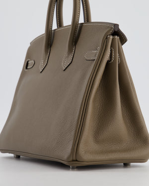 Hermès Birkin 25 Retourne Bag in Etoupe Evergrain Leather with Palladium Hardware