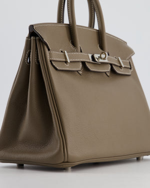 Hermès Birkin 25 Retourne Bag in Etoupe Evergrain Leather with Palladium Hardware