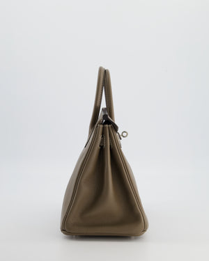Hermès Birkin 25 Retourne Bag in Etoupe Evergrain Leather with Palladium Hardware