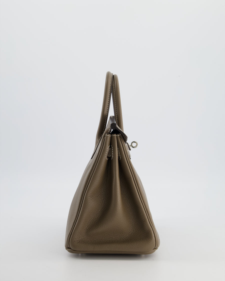 Hermès Birkin 25 Retourne Bag in Etoupe Evergrain Leather with Palladium Hardware