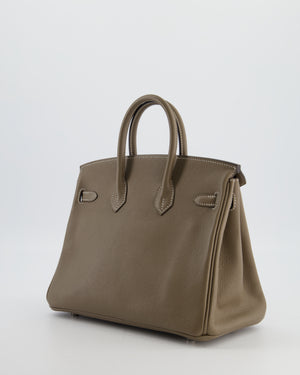 Hermès Birkin 25 Retourne Bag in Etoupe Evergrain Leather with Palladium Hardware