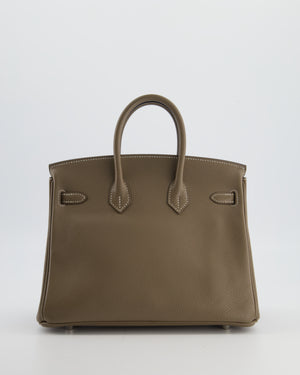 Hermès Birkin 25 Retourne Bag in Etoupe Evergrain Leather with Palladium Hardware