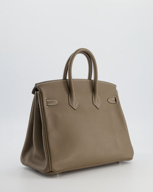 Hermès Birkin 25 Retourne Bag in Etoupe Evergrain Leather with Palladium Hardware