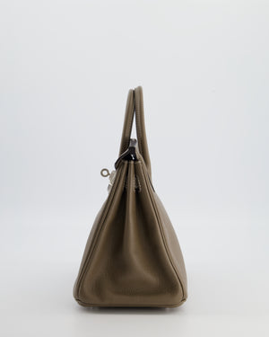 Hermès Birkin 25 Retourne Bag in Etoupe Evergrain Leather with Palladium Hardware