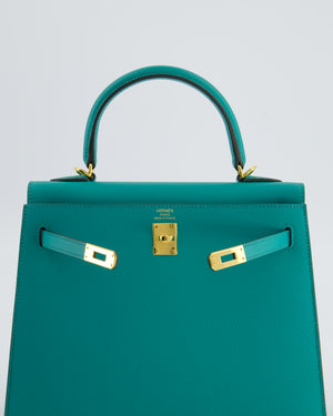 Hermès Kelly 25 Sellier Bag in Bleu Paon Epsom Leather with Gold Hardware