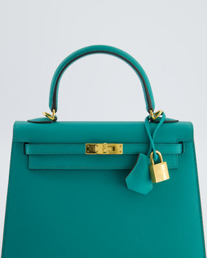 Hermès Kelly 25 Sellier Bag in Bleu Paon Epsom Leather with Gold Hardware
