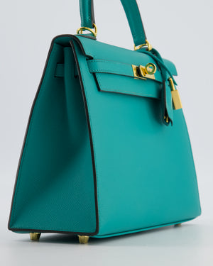 Hermès Kelly 25 Sellier Bag in Bleu Paon Epsom Leather with Gold Hardware