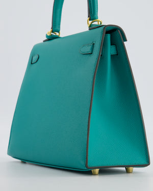 Hermès Kelly 25 Sellier Bag in Bleu Paon Epsom Leather with Gold Hardware