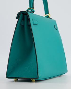 Hermès Kelly 25 Sellier Bag in Bleu Paon Epsom Leather with Gold Hardware