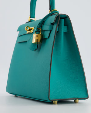 Hermès Kelly 25 Sellier Bag in Bleu Paon Epsom Leather with Gold Hardware