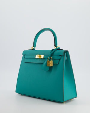 Hermès Kelly 25 Sellier Bag in Bleu Paon Epsom Leather with Gold Hardware