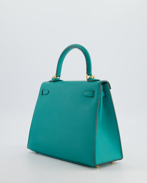 Hermès Kelly 25 Sellier Bag in Bleu Paon Epsom Leather with Gold Hardware