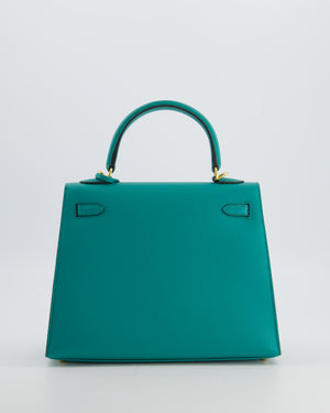 Hermès Kelly 25 Sellier Bag in Bleu Paon Epsom Leather with Gold Hardware