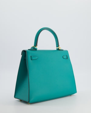 Hermès Kelly 25 Sellier Bag in Bleu Paon Epsom Leather with Gold Hardware