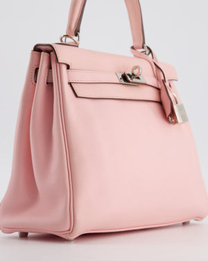 Hermès Kelly 25 Retourne Bag in Rose Sakura Swift Leather with Palladium Hardware