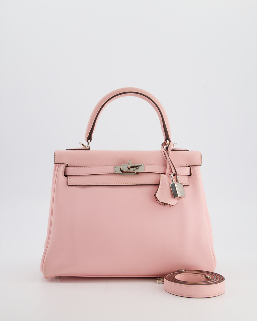 Hermès Kelly 25 Retourne Bag in Rose Sakura Swift Leather with Palladium Hardware