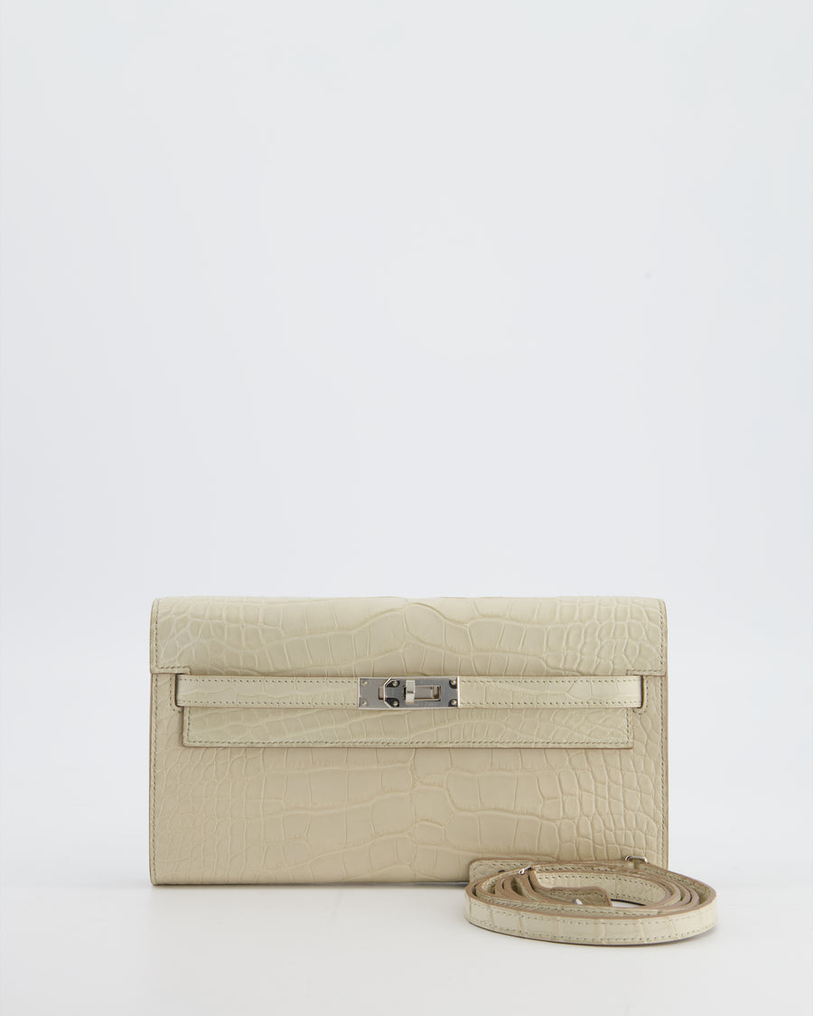 Hermès Kelly To Go Bag in Beton Alligator Mississippiensis Leather with Palladium Hardware