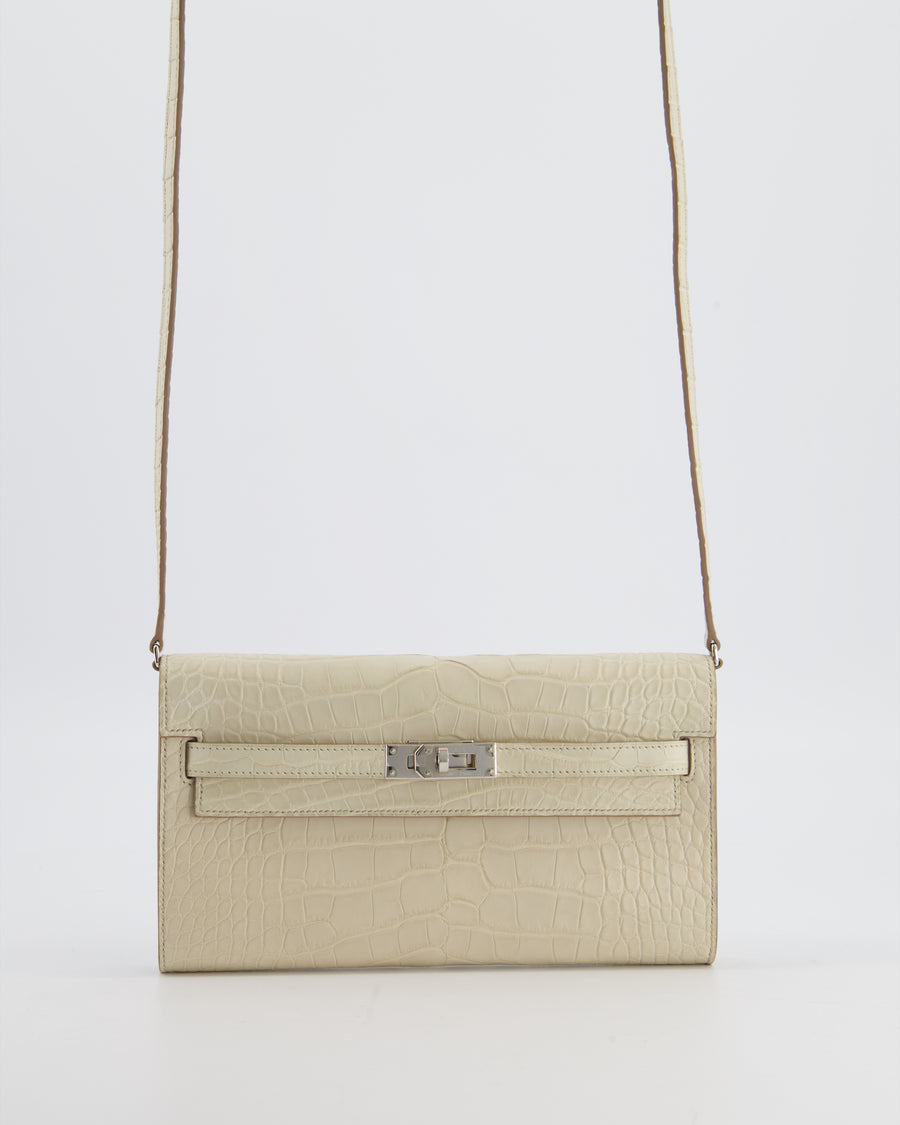 Hermès Kelly To Go Bag in Beton Alligator Mississippiensis Leather with Palladium Hardware