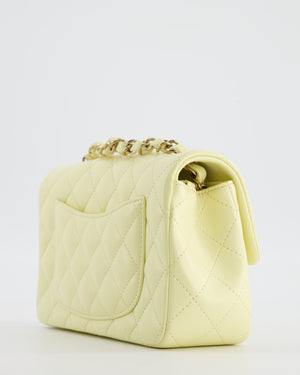 Chanel Classic Mini Flap Bag in Yellow Lambskin Leather with Silver Hardware