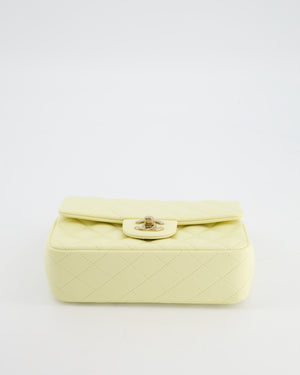 Chanel Classic Mini Flap Bag in Yellow Lambskin Leather with Silver Hardware