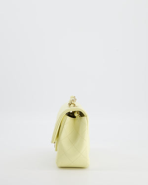 Chanel Classic Mini Flap Bag in Yellow Lambskin Leather with Silver Hardware