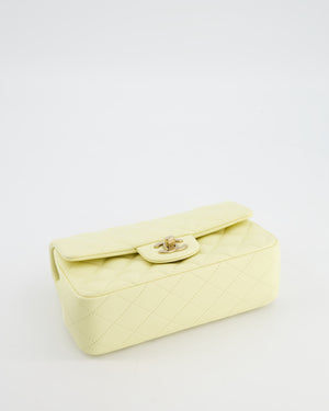 Chanel Classic Mini Flap Bag in Yellow Lambskin Leather with Silver Hardware