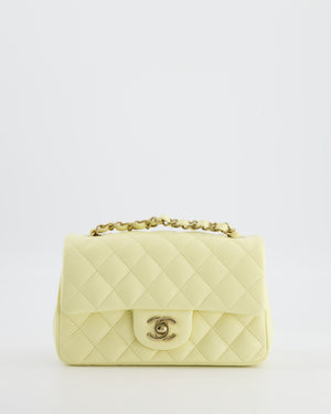 Chanel Classic Mini Flap Bag in Yellow Lambskin Leather with Silver Hardware