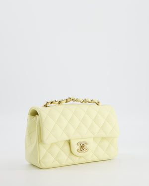 Chanel Classic Mini Flap Bag in Yellow Lambskin Leather with Silver Hardware