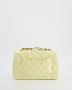 Chanel Classic Mini Flap Bag in Yellow Lambskin Leather with Silver Hardware