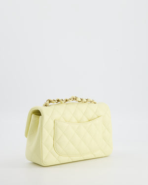 Chanel Classic Mini Flap Bag in Yellow Lambskin Leather with Silver Hardware