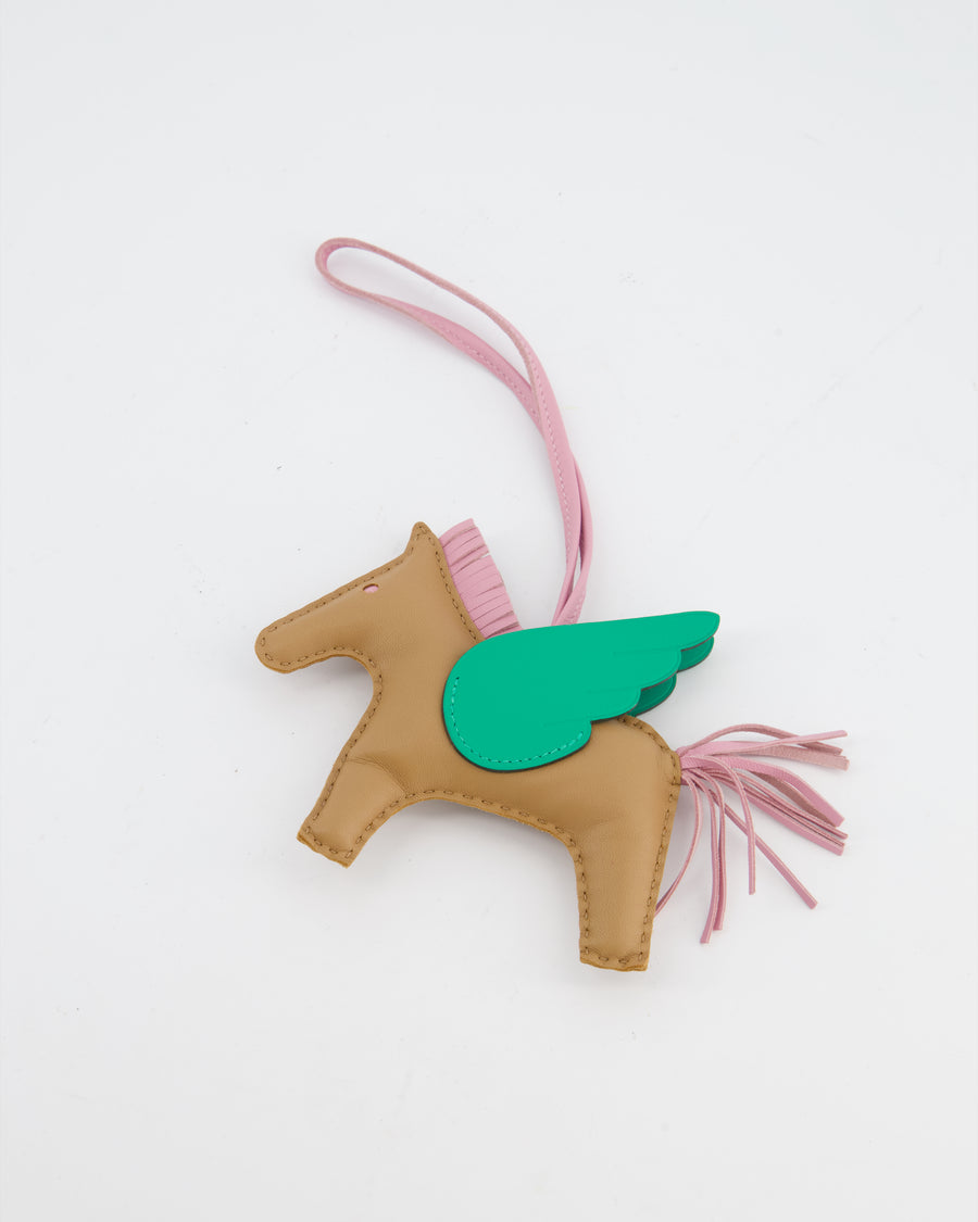 Hermès Rodeo Pegasus PM Charm in Chai, Mauve Sylvestre, and Menthe Milo Lambskin Leather Charm