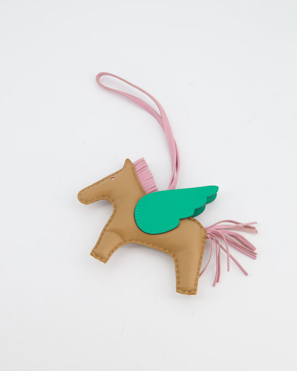 Hermès Rodeo Pegasus PM Charm in Chai, Mauve Sylvestre, and Menthe Milo Lambskin Leather Charm