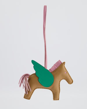 Hermès Rodeo Pegasus PM Charm in Chai, Mauve Sylvestre, and Menthe Milo Lambskin Leather Charm