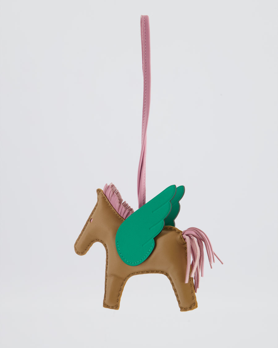 Hermès Rodeo Pegasus PM Charm in Chai, Mauve Sylvestre, and Menthe Milo Lambskin Leather Charm