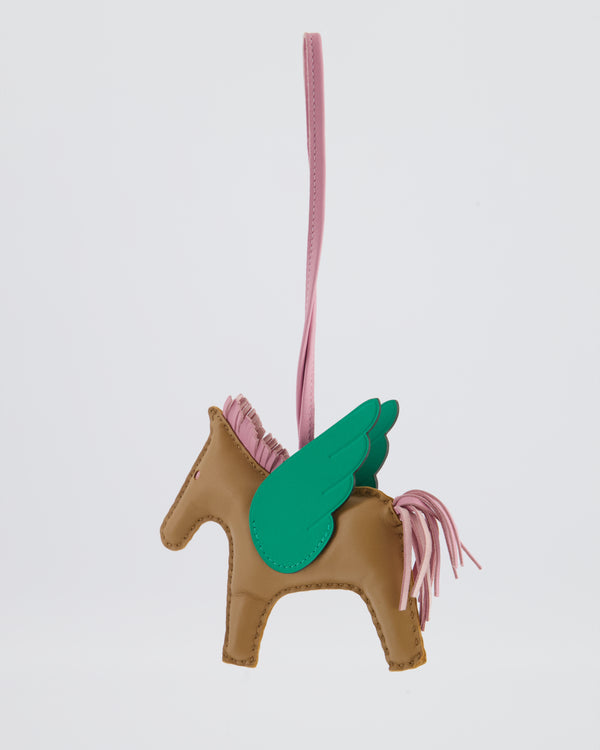 Hermès Rodeo Pegasus PM Charm in Chai, Mauve Sylvestre, and Menthe Milo Lambskin Leather Charm