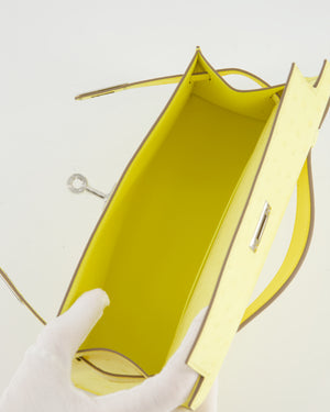 Hermès Kelly Pochette Bag in Limoncello Ostrich Leather with Palladium Hardware