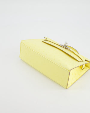 Hermès Kelly Pochette Bag in Limoncello Ostrich Leather with Palladium Hardware