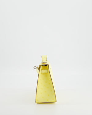 Hermès Kelly Pochette Bag in Limoncello Ostrich Leather with Palladium Hardware