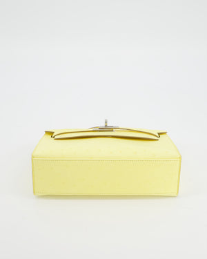 Hermès Kelly Pochette Bag in Limoncello Ostrich Leather with Palladium Hardware