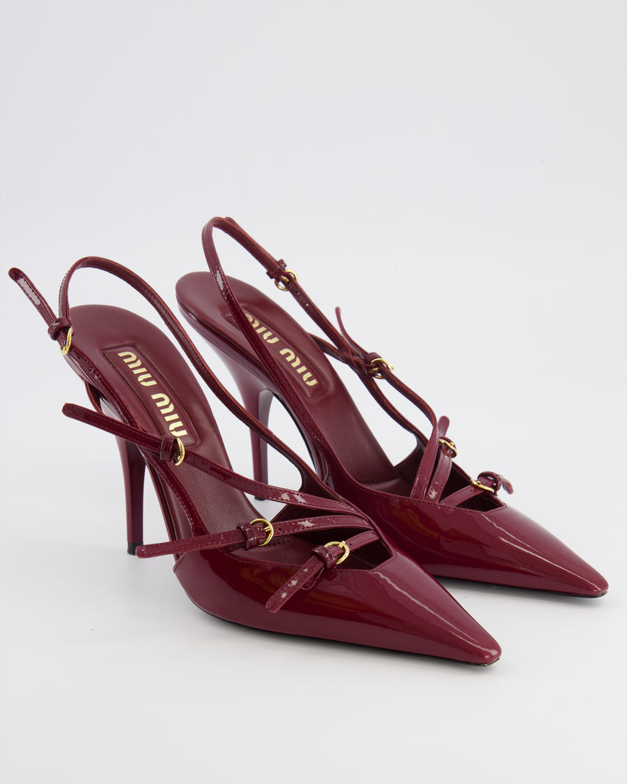 *HOT* Miu Miu Burgundy Patent Leather Slingbacks with Buckles Size EU 37.5 RRP £1,010