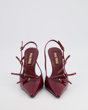 *HOT* Miu Miu Burgundy Patent Leather Slingbacks with Buckles Size EU 37.5 RRP £1,010