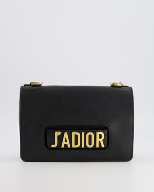 Christian Dior Black Leather J'Adior Flap Bag with Multi-Colour Embroidered Canvas Strap and Gold Hardware
